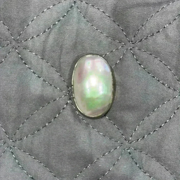 Vintage NAKAI Navajo Sterling Silver Oval Mabe Pearl mother - Picture 1 of 6